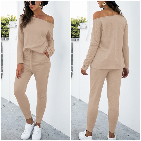 Tan Long Sleeve T-Shirt and Pants Set